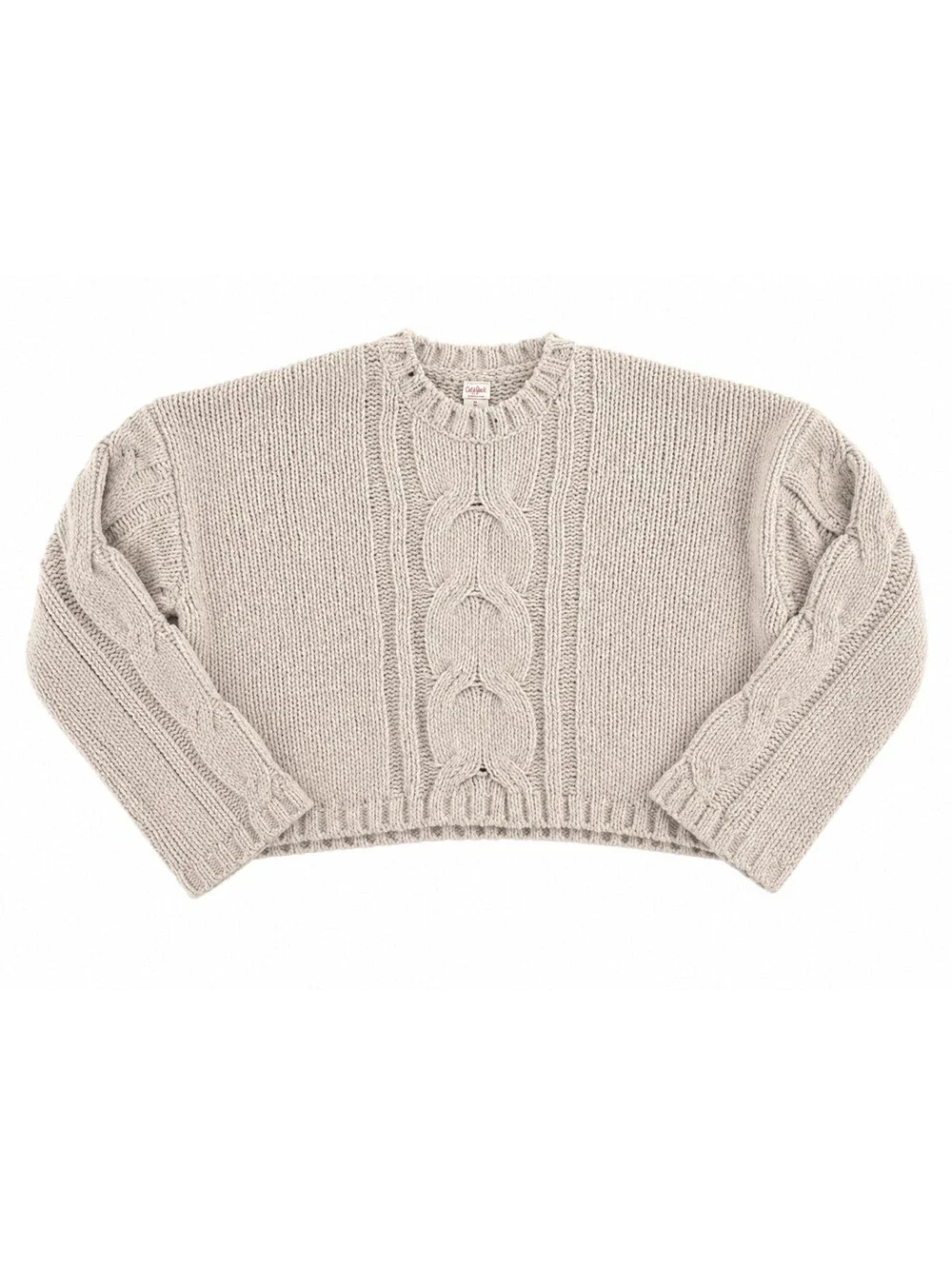 Justice Girls Beige Metallic Cable Knit Sweater – Size L (12/14)